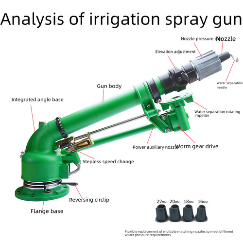 DeLong DLPL50T Agricultural Irrigation Spray Gun with Worm Gear Adjustable Angle Industrial Dust Removal Rotating Atomizing Spray Gun