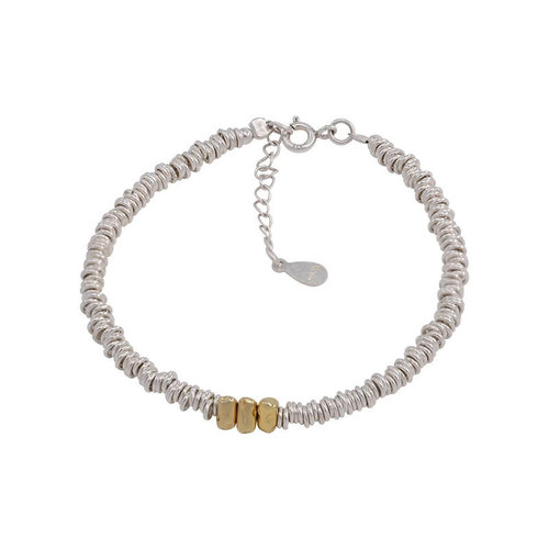 Ganjia S925 sterling silver light luxury niche exquisite cheese ring-shaped broken silver bracelet simple silver ring for best friends