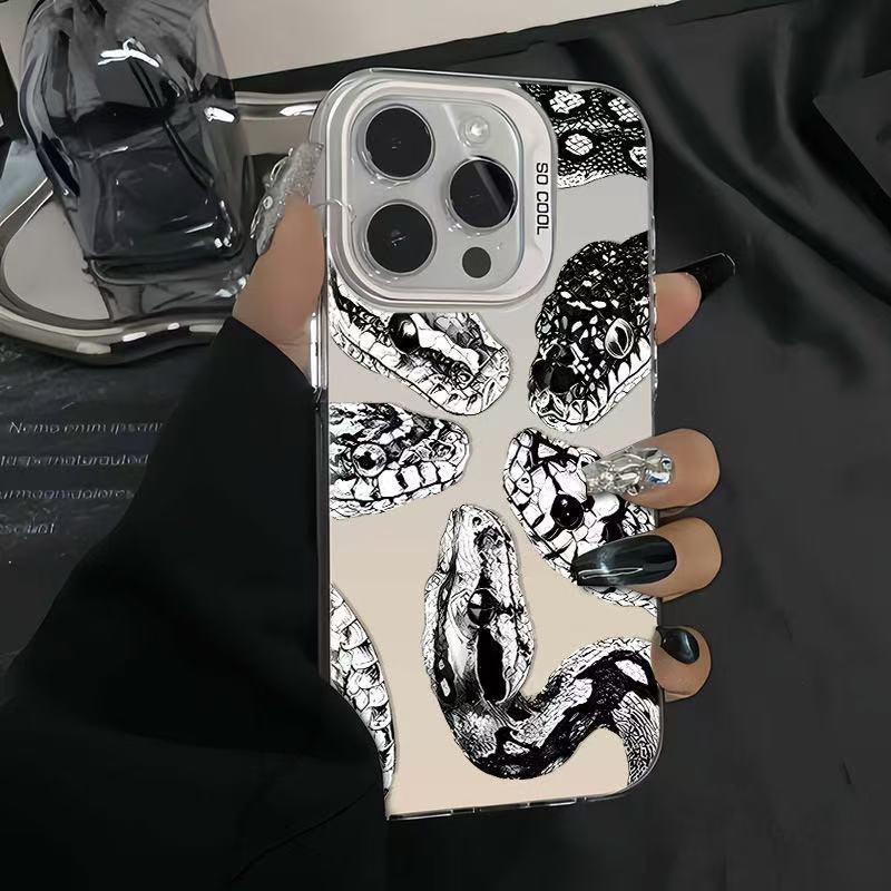 Personalidad serpiente de cinco cabezas para Apple 16plus funda para teléfono móvil 15promax nuevo 14 tendencia 13pro creativo 12X