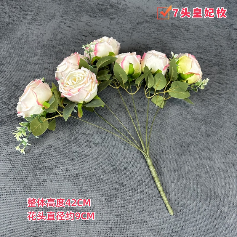 Artificial 7-cabeza imperial concubina Rose boda decoración del hogar flor de seda novia con flor tiro accesorios flor falsa al por mayor