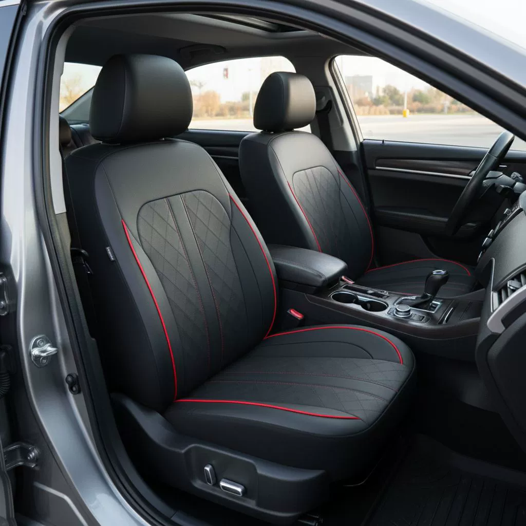 Чехол для автомобильного сиденья Amazon, трансграничный, из искусственной кожи с ромбовидным узором, универсальный для Европы, Америки и России, совместимый с подушками безопасности.