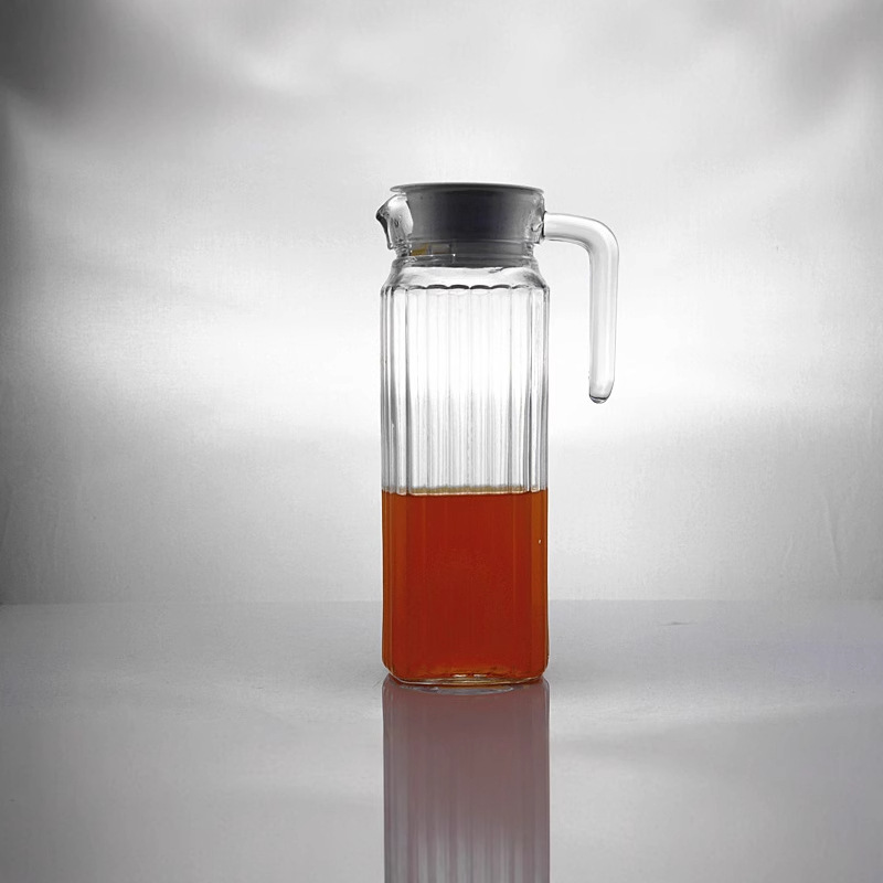 Botella de agua fría de vidrio tira conjunto de agua hervidor de agua con tapa hervidor de agua 1L ventas directas de la fábrica en stock suministro