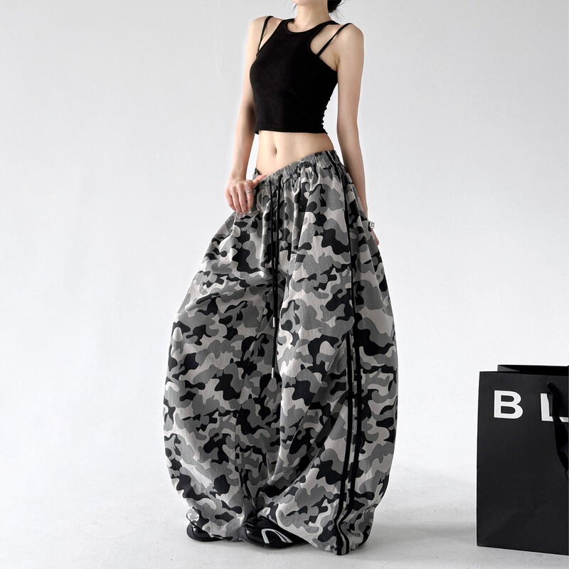 Super Stylish Camouflage Wide-Leg Pants for Women, 2026 Summer New Style, Loose and High-End Casual Pants, Unique Sports Pants for Students