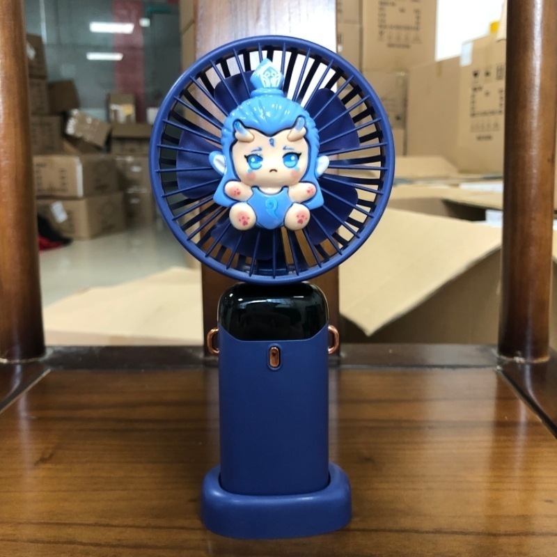 漫画ハンドヘルドデジタルディスプレイ小型ファン学生ポータブルオフィスデスクトップ 5 速充電式強風ファン|undefined
