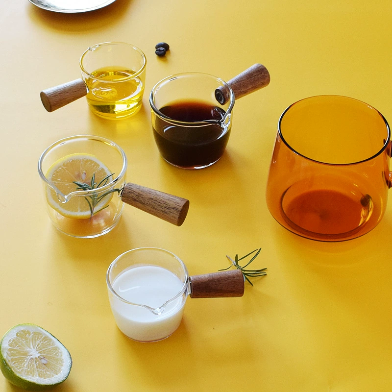 Итальянская стеклянная маленькая чашка для молока эспрессо мини-банка для молока чашка для латте двойной рот маленькая чашка для молока посуда для кафе