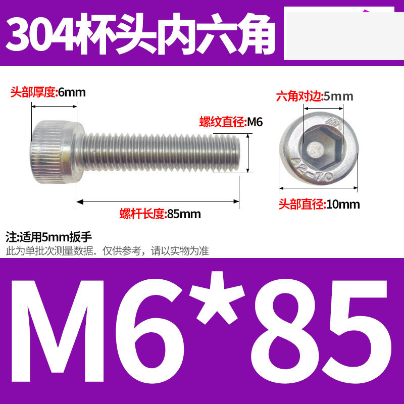 304ステンレス鋼六角穴付きネジカップヘッドDIN912円筒頭精密M1.4M1.6M2M2.5M3M4M5