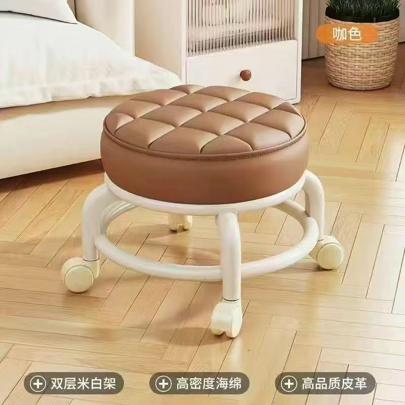 亚克力万向轮小凳子家用静音滑轮矮凳带轮换鞋凳客厅儿童靠背椅子|undefined