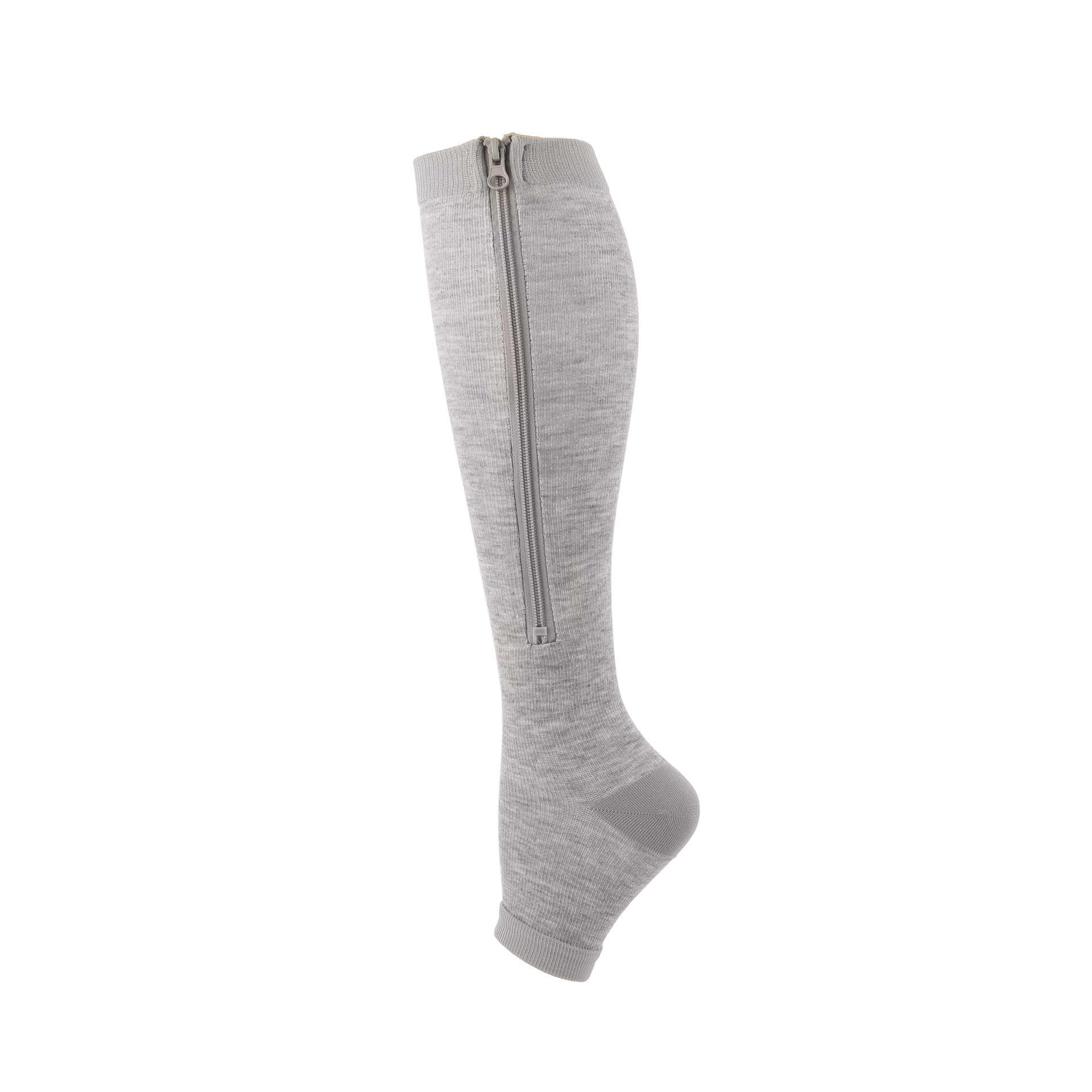 Calcetines grises con cremallera.