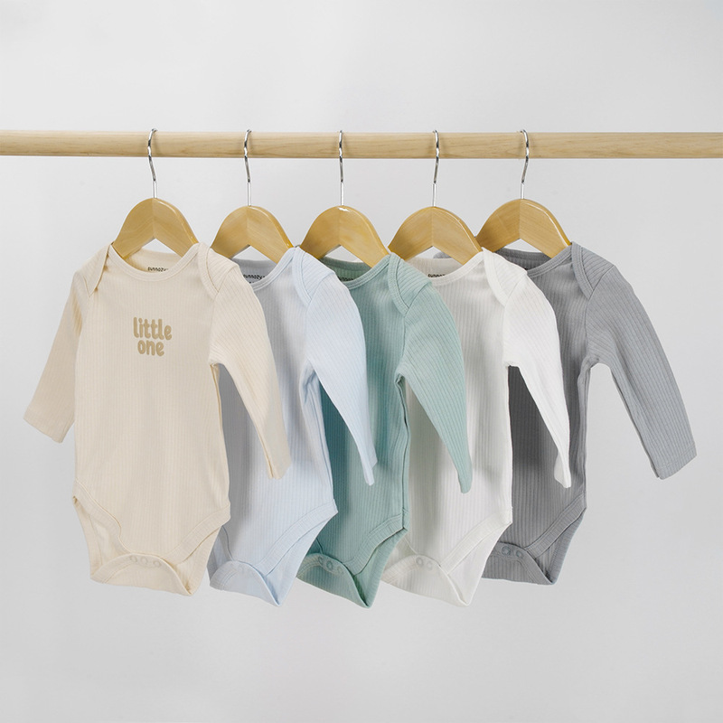 Five-piece set baby's pure cotton jumpsuit crawling suit Sunnozy solid color baby's long-sleeved jersey triangular jersey Five-piece set baby's pure cotton jumpsuit crawling suit Sunnozy solid color baby's long-sleeved jersey triangular jersey
