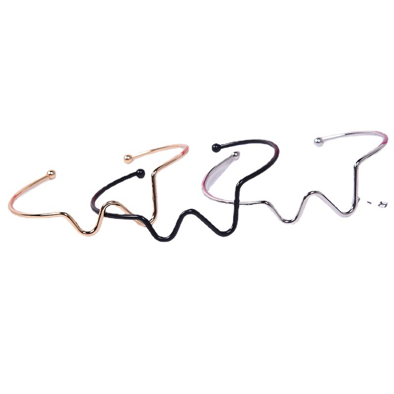 Nueva versión coreana de la pulsera fresca pequeña de la moda femenina, electrocardiograma creativo, pulsera de apertura curva, pulsera simple, pulsera