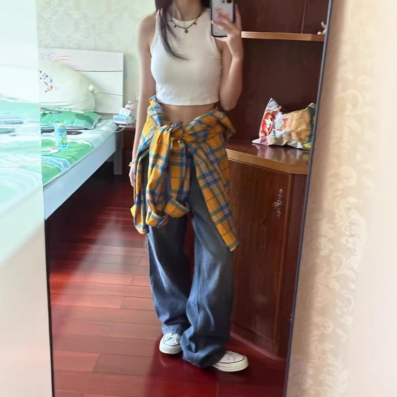 American Style Yellow Plaid Shirt Shirt Coat Women's Spring and Autumn 2025 New Spring and Autumn Long Sleeve Top for Small Men American Style Yellow Plaid Shirt Shirt Coat Women's Spring and Autumn 2025 New Spring and Autumn Long Sleeve Top for Small Men