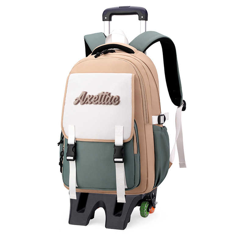 Peces naturales 2024 nueva mochila de tirón de gran capacidad de seis ruedas de escalada de escaleras mochila de doble propósito mochila de estudiantes de primaria