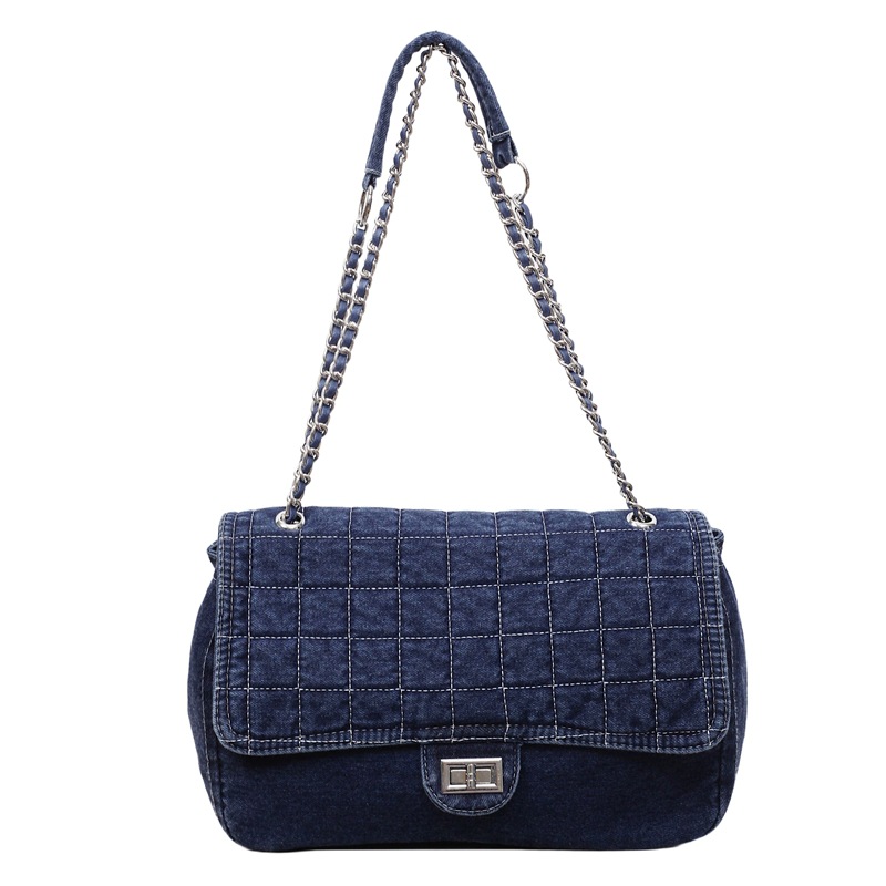 Jean retro hombro tote bag mujer 2025 nueva moda transfronteriza alta capacidad de alta calidad cadena mochila