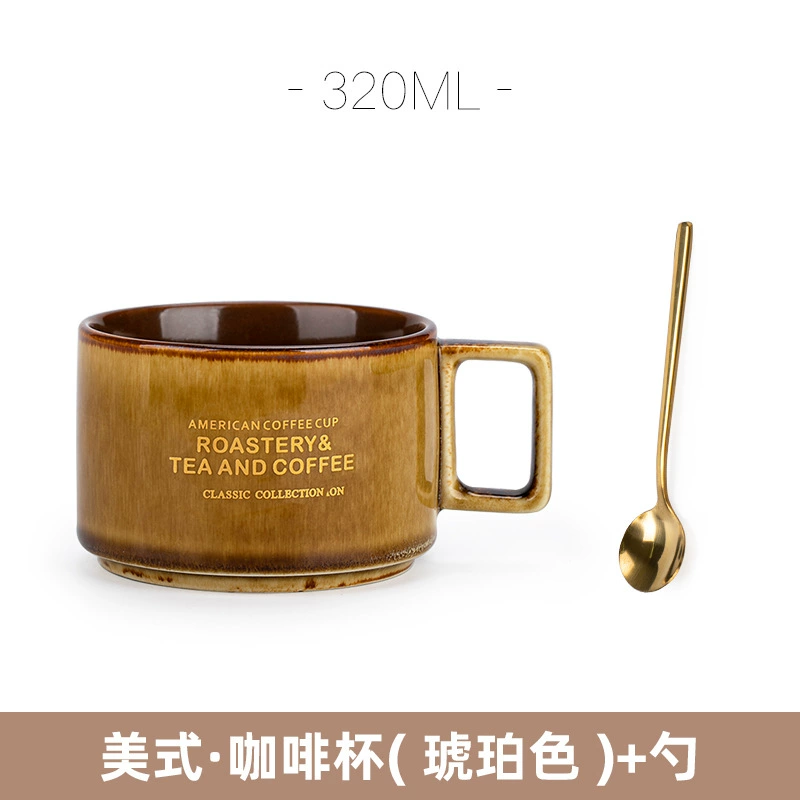 Factory American Coffee Cup Fashion Retro Ceramics Cup Water Cup Marker Cup Bring Spoon Dispot Set