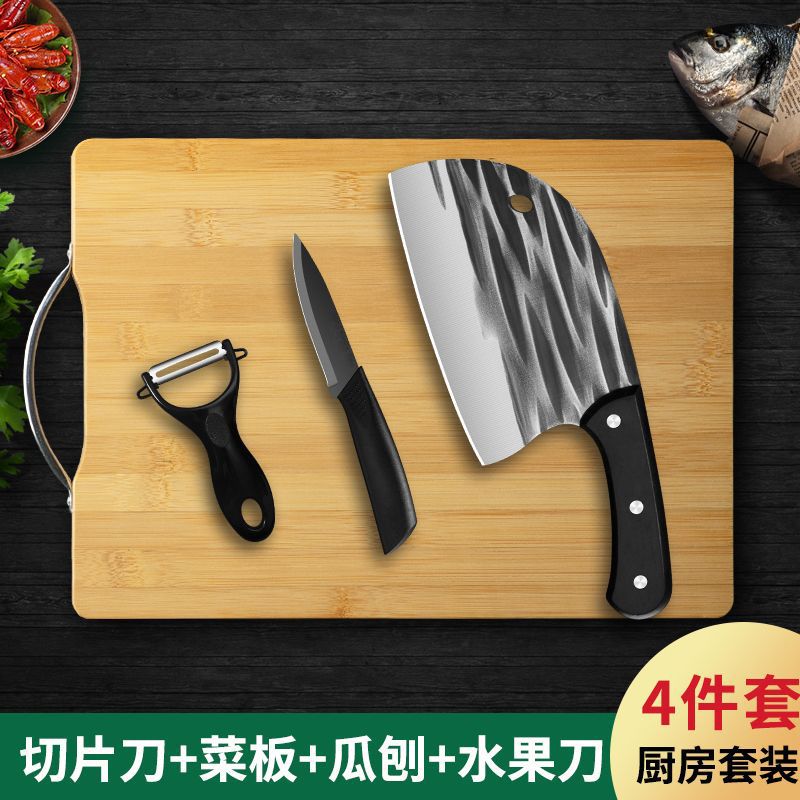 Set de cuchillos de cocina con tabla 2 en 1, cuchillo forjado, ideal para hogar o dormitorio