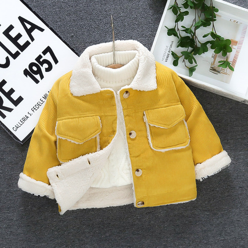 Baby Thickened Jacket  New Children's Stylish Fleece Cotton Coat Infant Corduroy Jacket Autumn and Winter Wear Boys