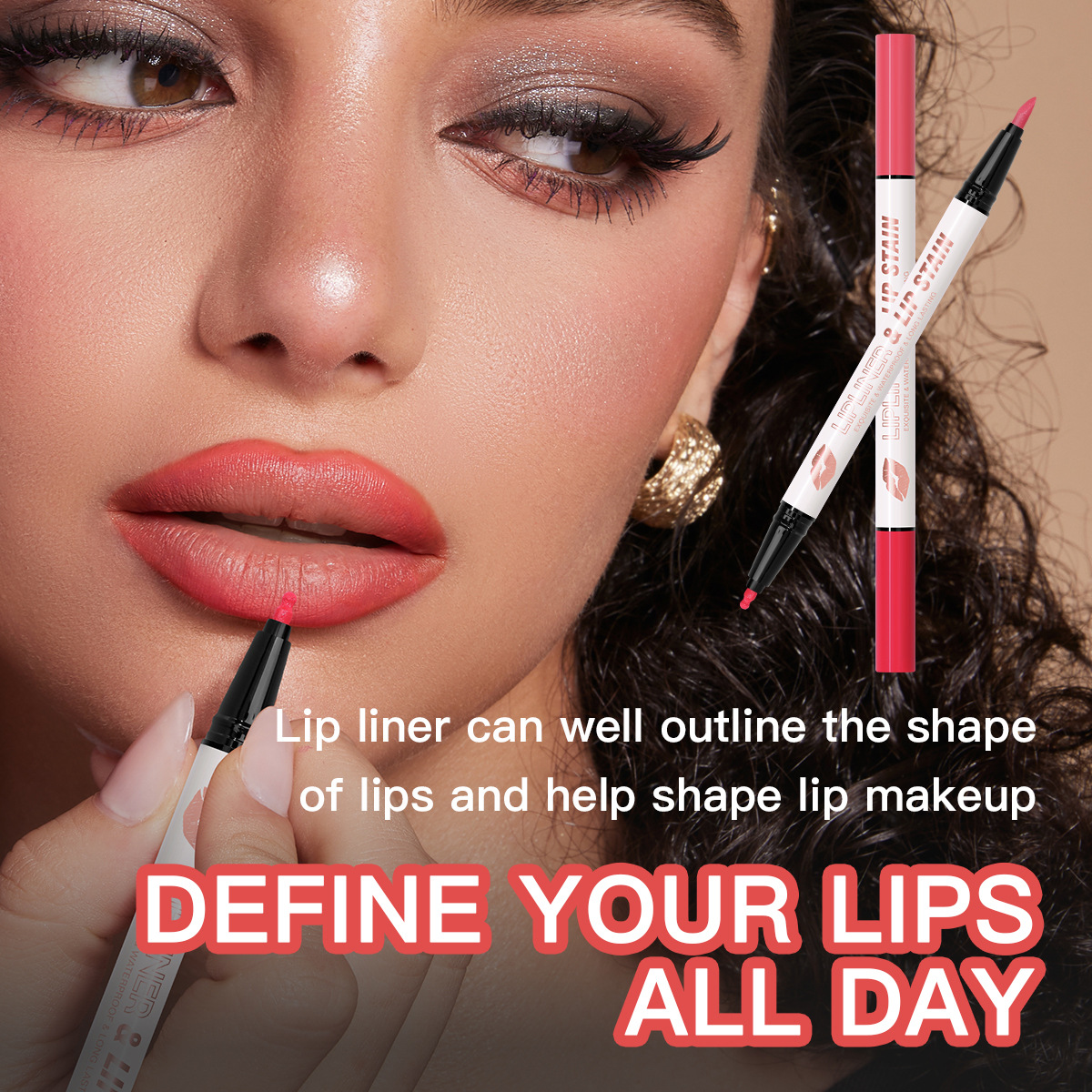 USHAS Delineador de labios de maquillaje de punto transfronterizo europeo y americano, lápiz de labios teñido, efecto de maquillaje mate impermeable y sin decoloración SAP018