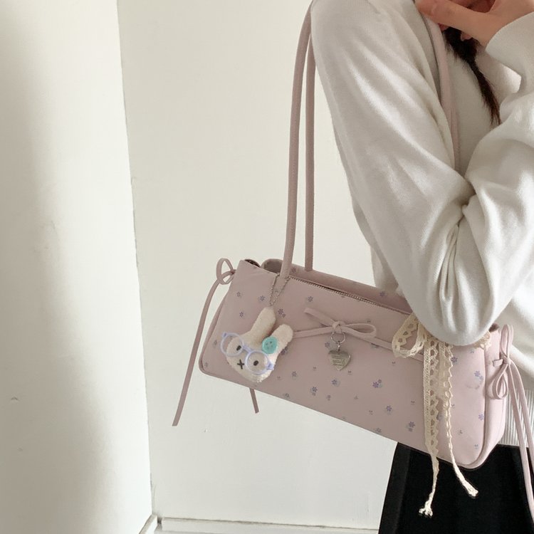 Niche Commuter Single Shoulder Fashion Versatile Handbag New 2026 Baguette Bag For Women Printed Underarm Canvas Polka Dot Bag - Thumbnail 3
