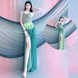 Baiya Qianhui 2025 Spring and Summer New Belly Dance Clothing Embroidered Tassel Suit Oriental Dance Performance Clothing Practice Clothing