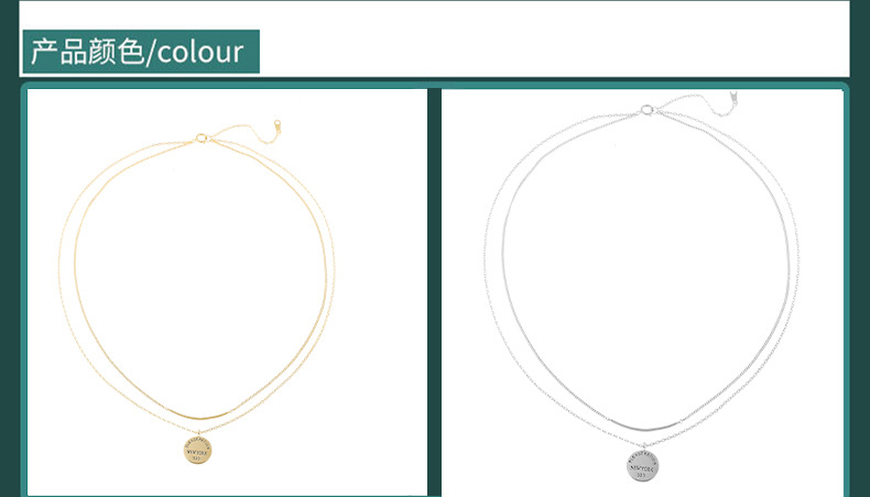 雅施丽芙S925银饰双层字母个性休闲ins风小众个性源头工厂银项链详情4