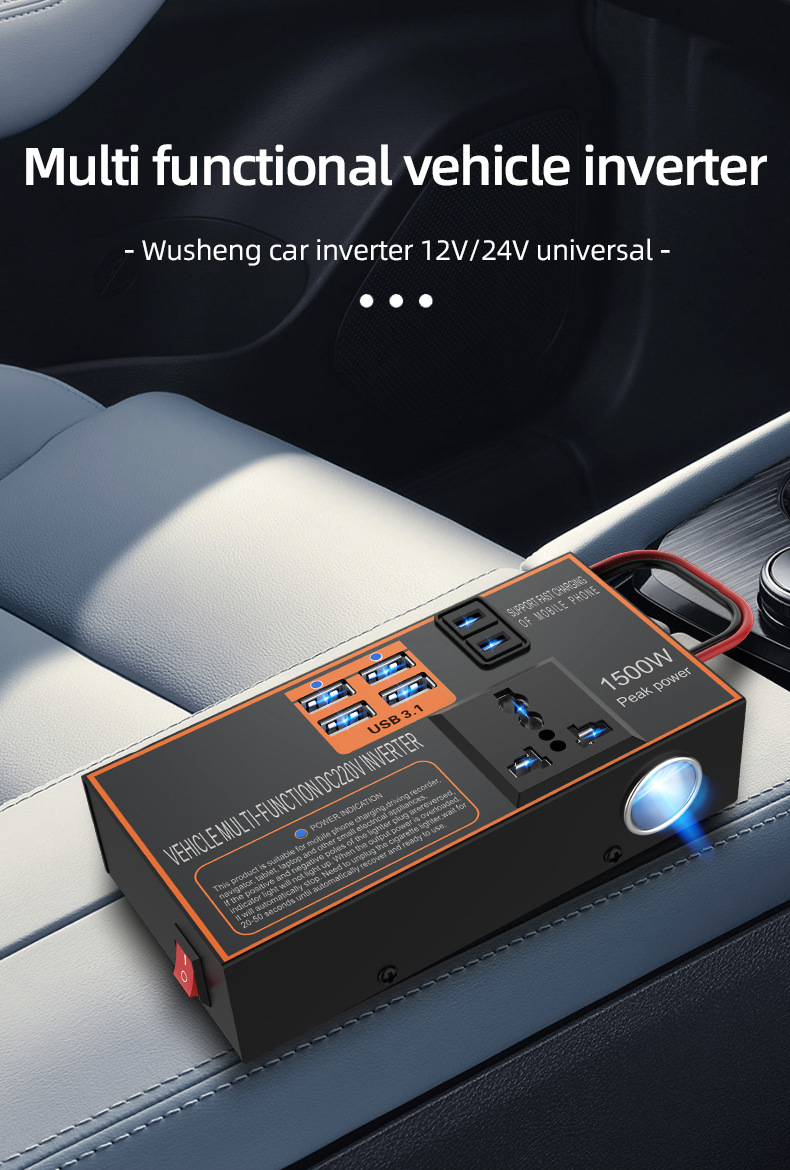 Car Inverter 12v24v to 220v High Power Universal Car Charger for Cars and Trucks