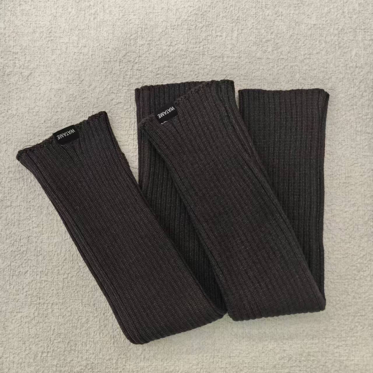 Mangas montadas al sol de imitación, medias mangas de lana de punto cálido, guantes de brazo de protección contra el frío de pantalla sin dedos elásticos de otoño e invierno para mujer