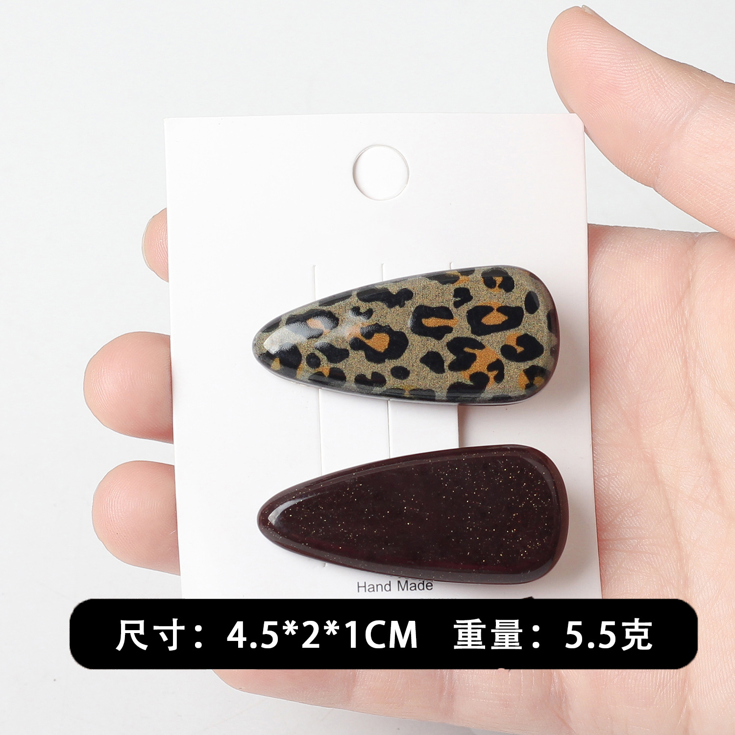 Pinza para el cabello con estampado de leopardo de metal retro color café textura horquilla de alta calidad estilo maduro clip de pico de pato dulce y picante flequillo lateral
