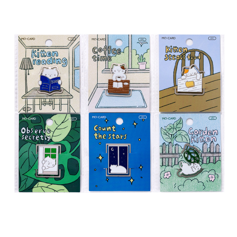 Mo Mo Metal Bookmark Cat Life Little Theatre Series Cute Cartoon Student Gift Reading Book Pages