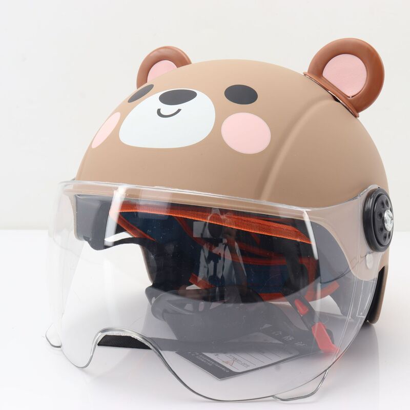 電動自転車用子供用ヘルメット、漫画風のかわいいハーフヘルメット、クマの子供用、学生用、赤ちゃん用安全ヘルメット、サイクリング用|undefined