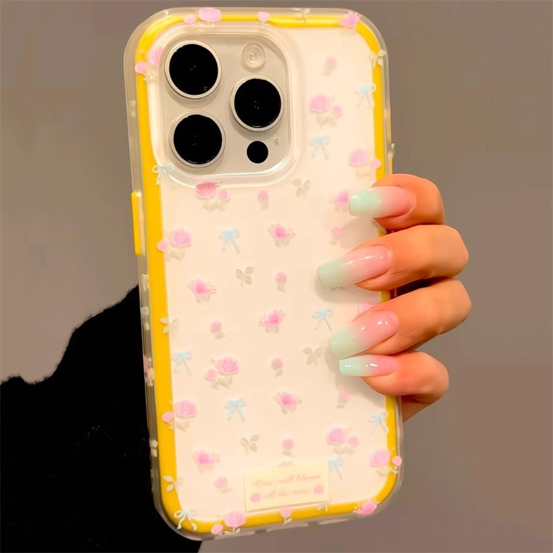 Verano fresco pequeño floral dos en uno para iPhone16 Apple 15ProMax funda para teléfono móvil 14 niña 16PM