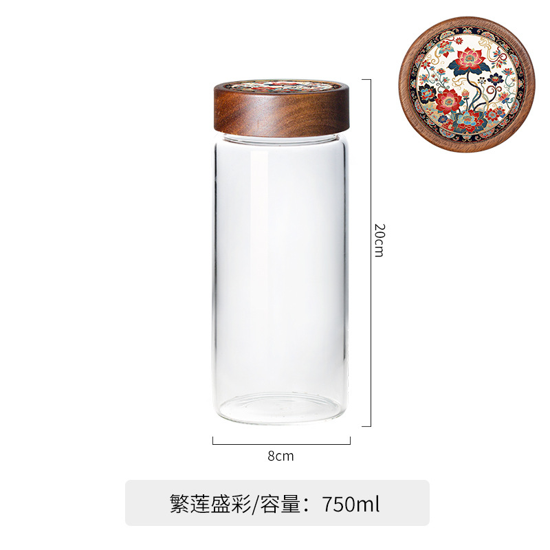 lata de vidrio china, alta borosilicona, lata de sellado de grado alimenticio, lata de almacenamiento de botella de vidrio, lata de almacenamiento de cocina, botella de almacenamiento