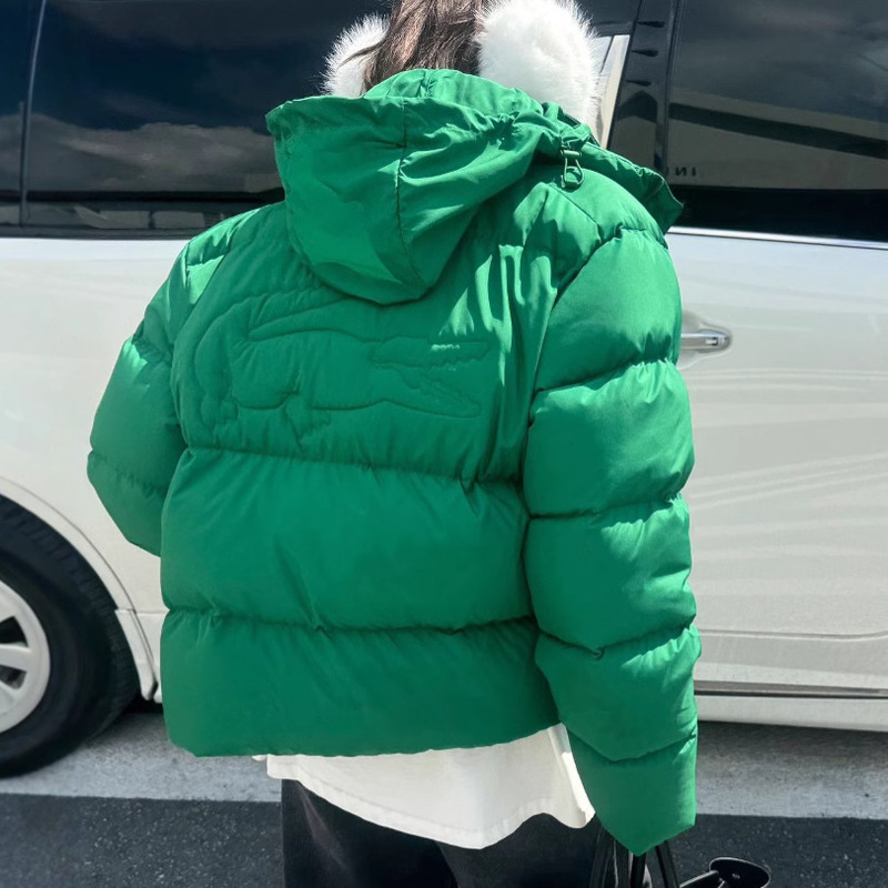 Down Jacket Women's Short 2024 Winter New Small Crocodile Fashion Puff Thickeneded Silhouette White Duck down Jacket