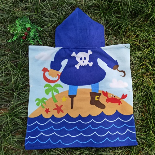 Children's Towel Cape, Mermaid Surfing Speed Dry Swimsuit with Hat, Wearable Beach Towel, Bath Dress, Robe