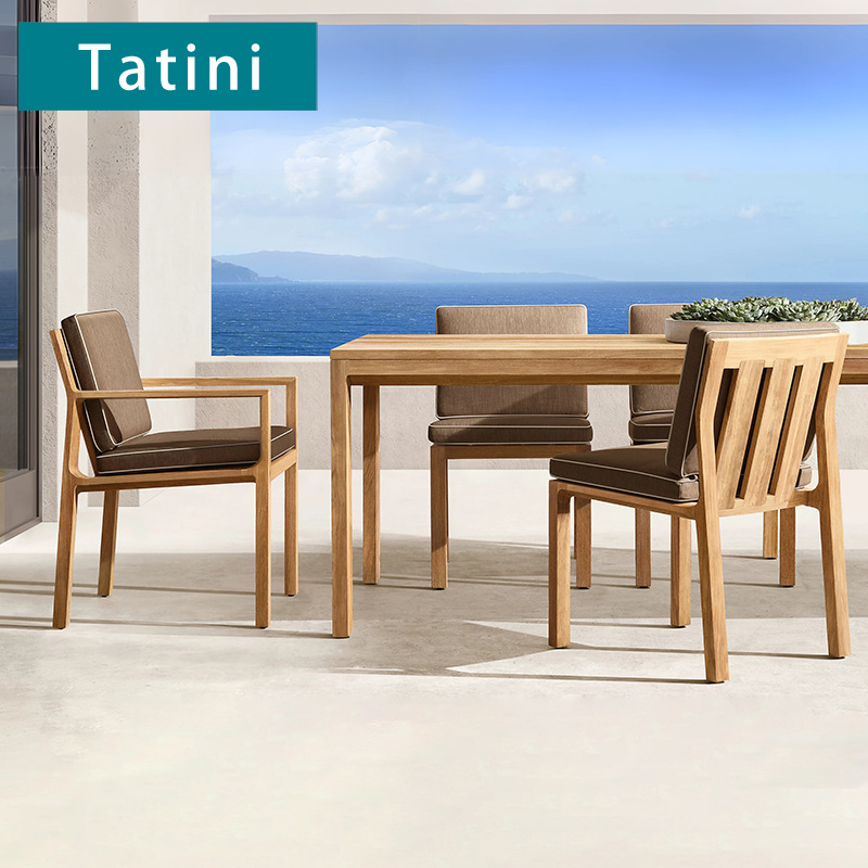 Al Aire Libre teca mesa y silla combinación patio al aire libre Villa aleación de aluminio muebles Hotel terraza Ocio al aire libre mesa y silla