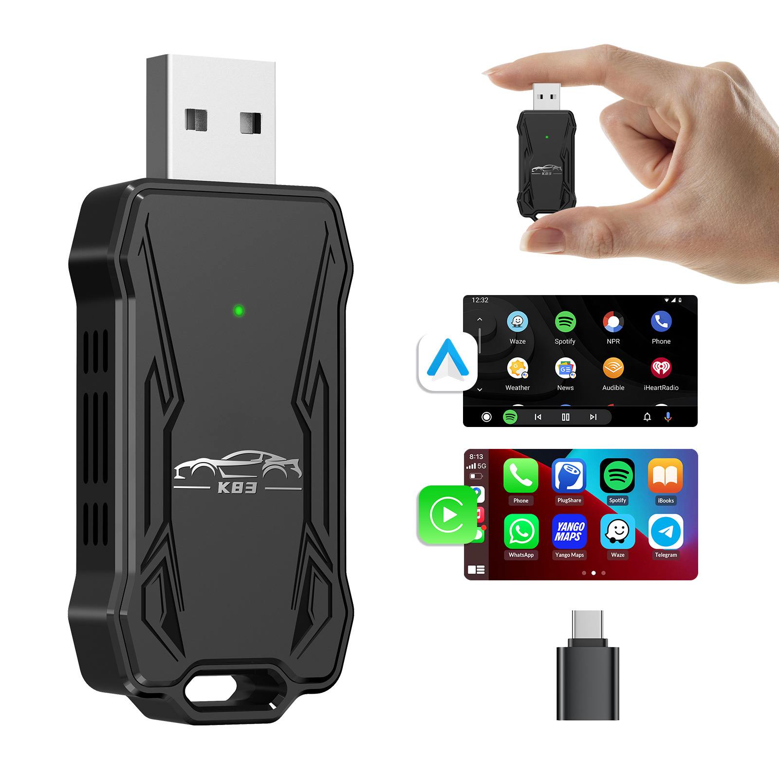 Transfronterizos 2 en 1 carplay cable a caja inalámbrica adaptada a Apple Android auto caja de conexión de automóviles móviles image 2