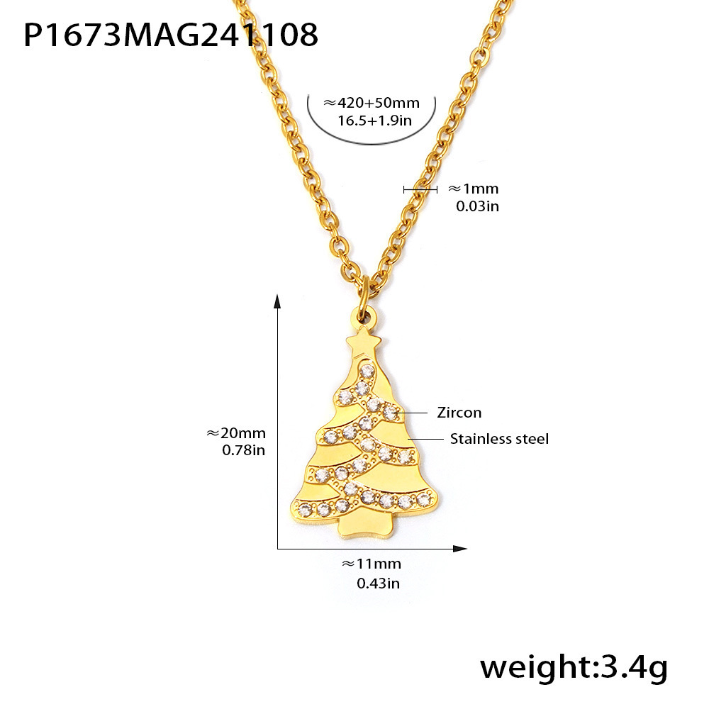 Square Sugar Christmas Zircon Necklace And Earrings Jewelry Set_voghion.com