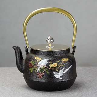 1400ml喜上眉梢铸铁壶养生铁壶茶壶茶具烧水泡茶铁茶壶壶茶水分离
