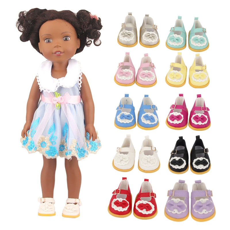 Doll shoes, cotton bow accessories for 14‑inch dolls, 5 cm length, multicolor