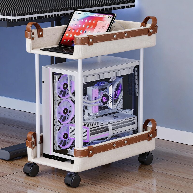 Host Stand, Desktop Case Base, Storage Rack, Movable Computer Case Holder, Household Storage Trolley
