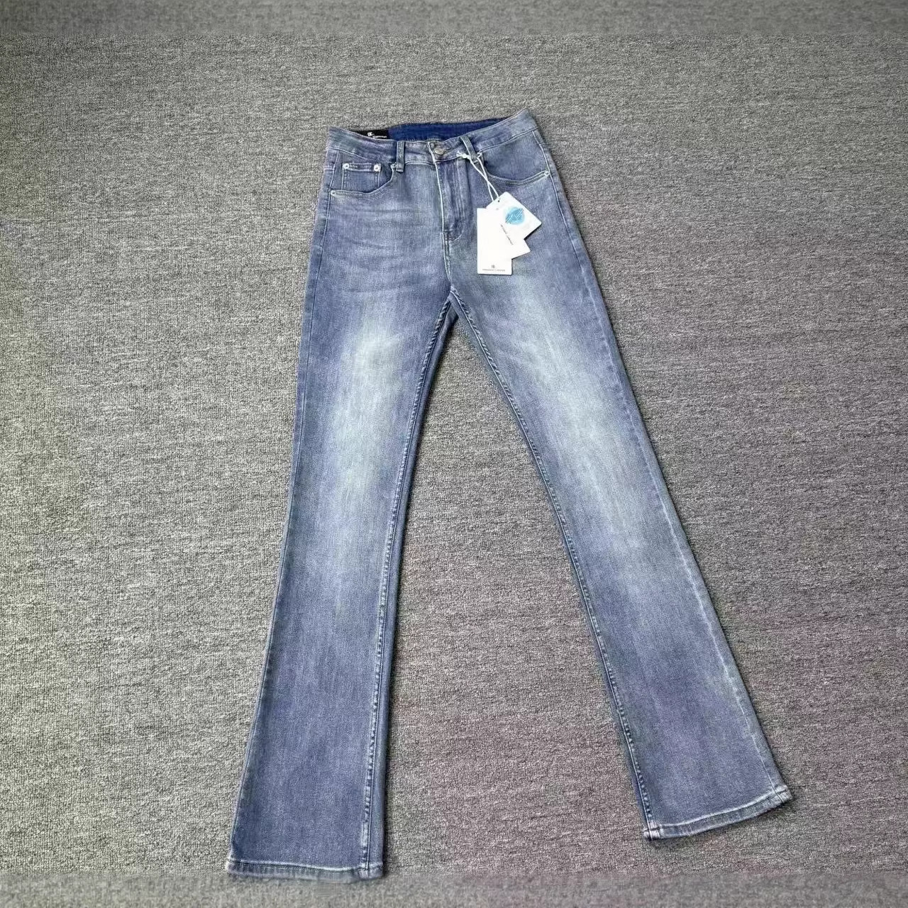 Men's Clothing Retro Washed Cleanfit Jeans DC Style American Slim Fit Slightly Flared High Street Vibe Pants Men's Clothing Denim_mkmklike.com