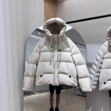 2025年新款韩版连帽抽绳羽绒服女短款时尚面包服白鸭绒外套潮