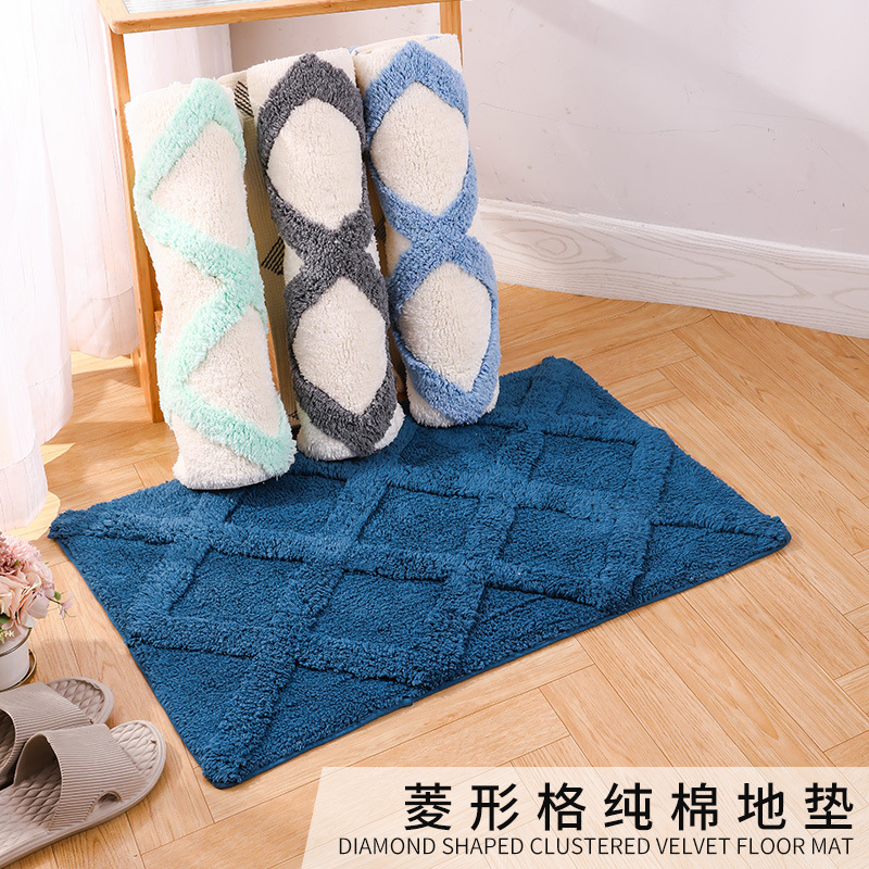 Wudian Thickened Floor Towel Toilet Mat Toilet Foot Mat Pure Cotton Absorbing Non-Slip Household Bathroom Floor Mat Carpet