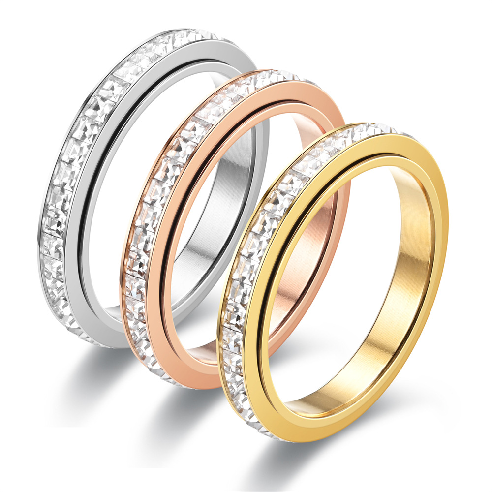 1 Piece Quantity Simple Style Circle Stainless Steel Inlay Zircon Rings