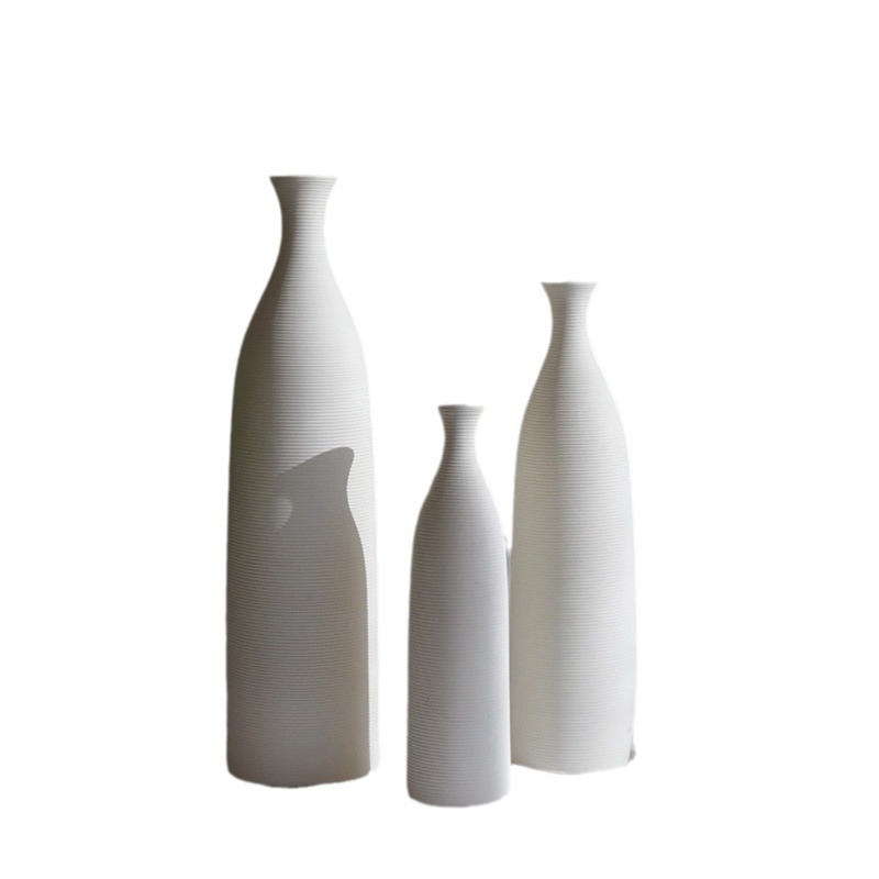 Estilo silencioso decoración ins Bed & Breakfast llanura embrión de cerámica jarrón blanco personalidad flor seca arreglo floral decoración del hogar