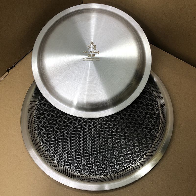 316 plato de acero inoxidable frito plato de pescado al vapor de alto valor de barbacoa de filete frito plato antiadherente horno magnético adecuado