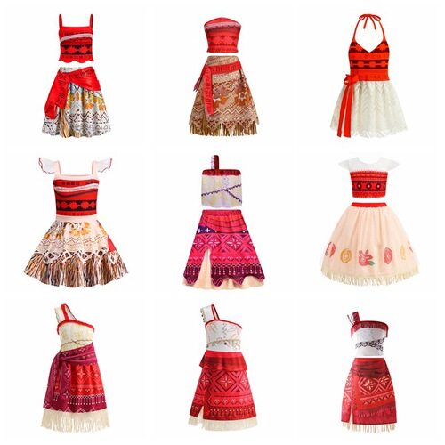 Moana Girls Dress Ocean Adventure Moana Princess Dress Children Tank Top 2-Piece Set