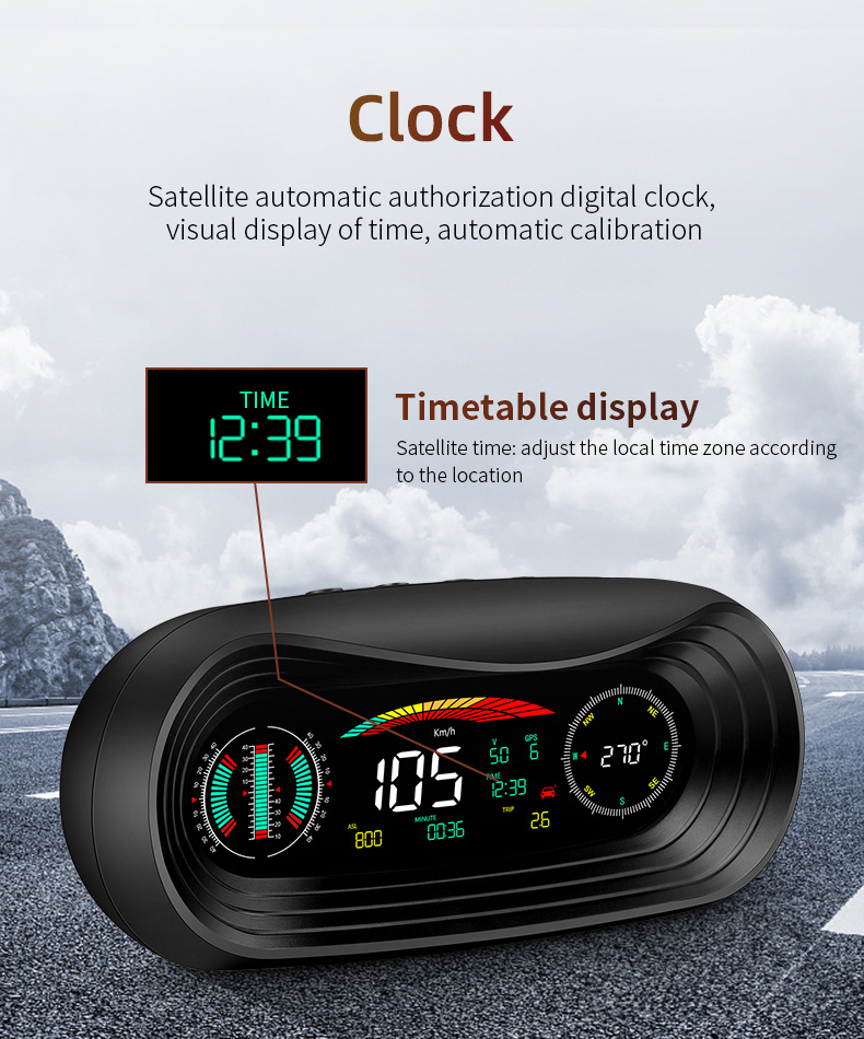 Car Portable Instrument Hud Head-Up Display Color Screen Car-Mounted Hud Portable High-Definition Off-Road Level and Slope Meter
