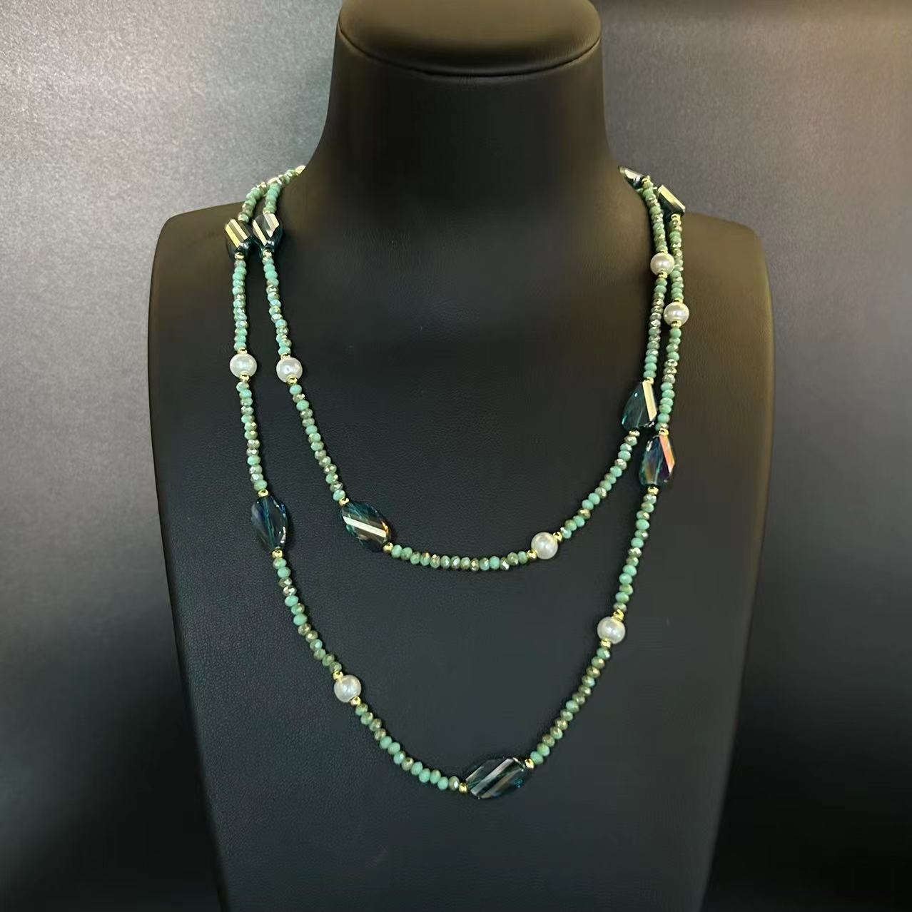 Vintage Facettierte Glasperlenkette Chinesischer Stil_voghion.com
