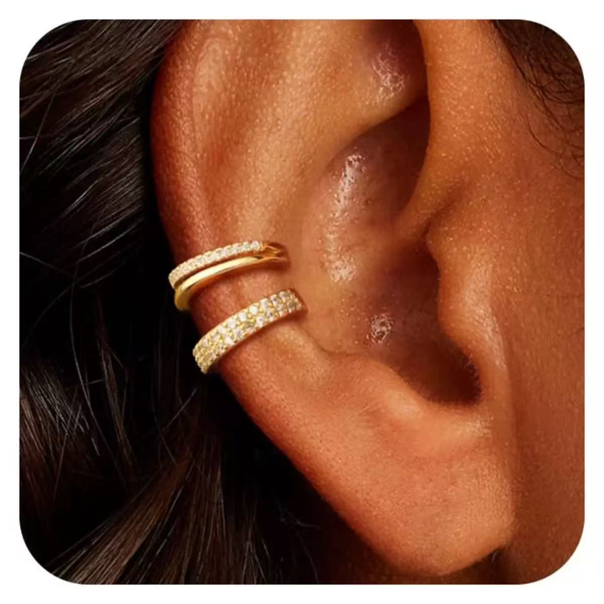 European and American Cross-Border Best-Selling Brass Electroplated Real Gold High-End Design Versatile Everyday Ear Clips for Women