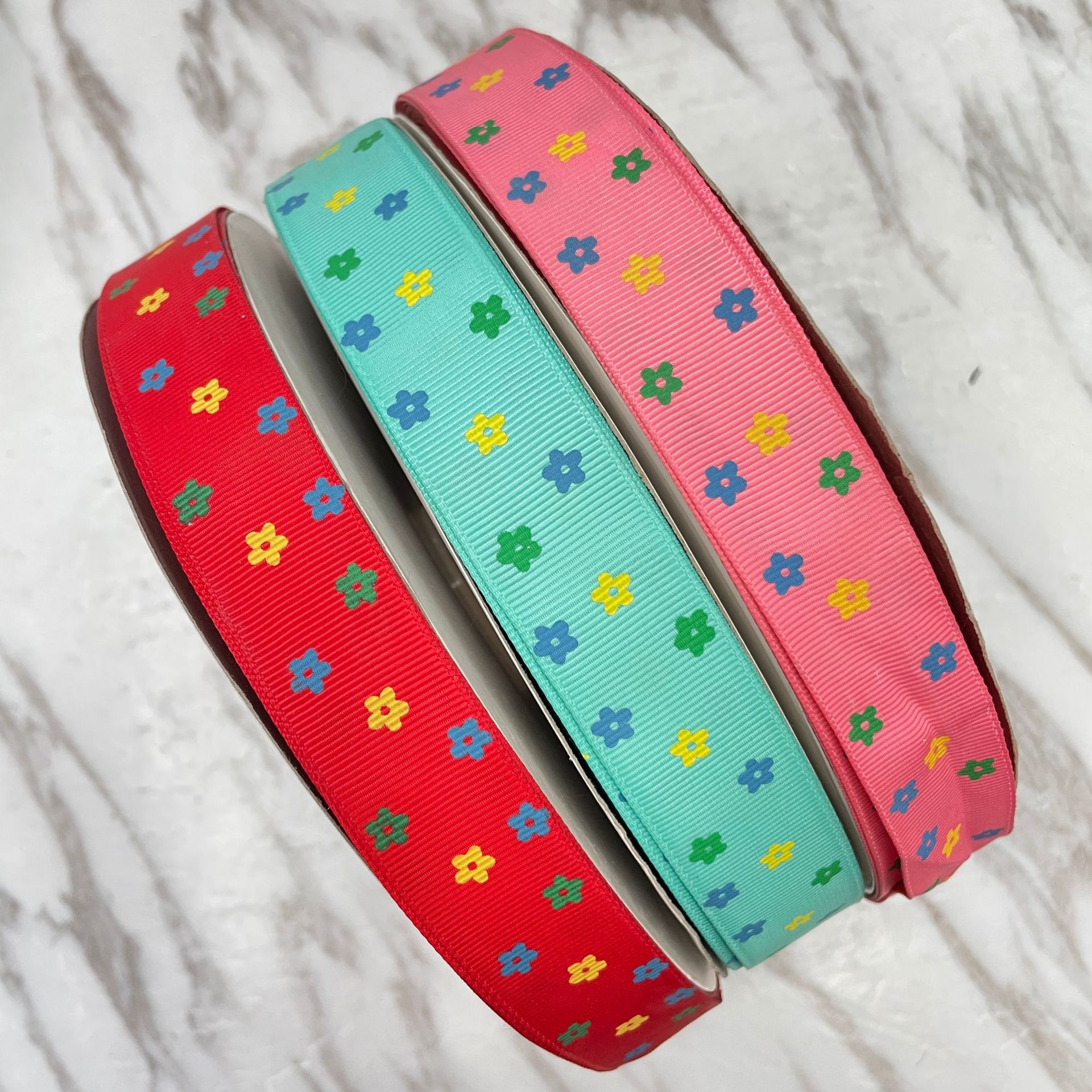 厂家批发DIY发夹发饰螺纹丝带 纯色涤纶缎带 鲜花装饰梅花罗纹带